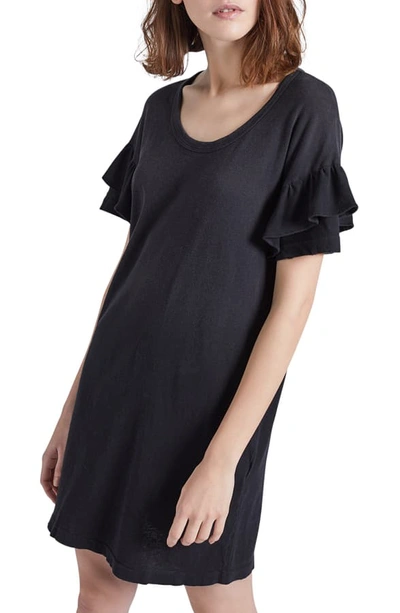 Shop Current Elliott The Ruffle Roadie T-shirt Dress In Washed Black