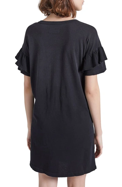 Shop Current Elliott The Ruffle Roadie T-shirt Dress In Washed Black