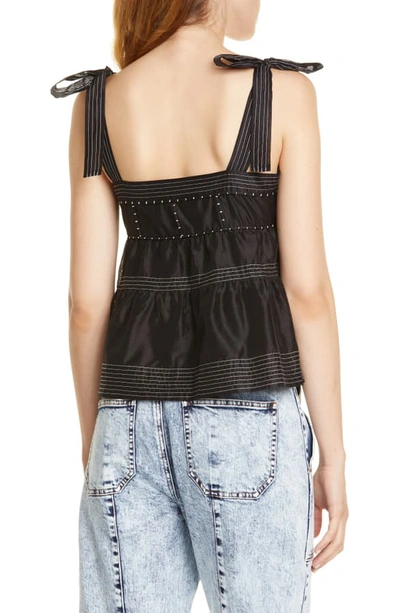 Shop Ulla Johnson Evie Tiered Peplum Top In Noir