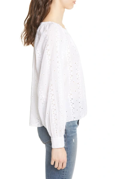 Shop Joie Holdena Eyelet Peasant Top In Clean White
