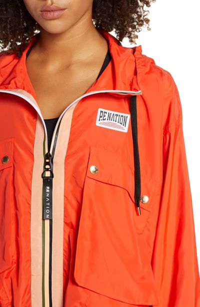 Shop P.e Nation Cutshot Waterproof Hooded Jacket In Redm