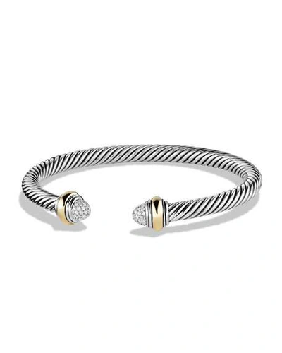 Shop David Yurman Cable Bracelet With Diamonds And 14k Gold In Silver, 5mm