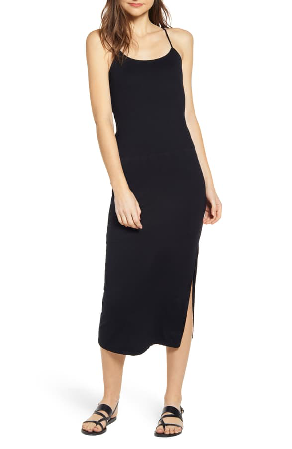 black midi cami dress