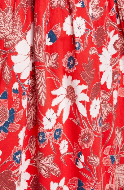Shop Ulla Johnson Lottie Floral Print Midi Dress In Scarlet