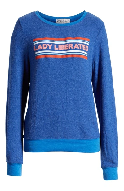 Shop Wildfox Lady Liberated Baggy Beach Jumper Sweatshirt In Slate