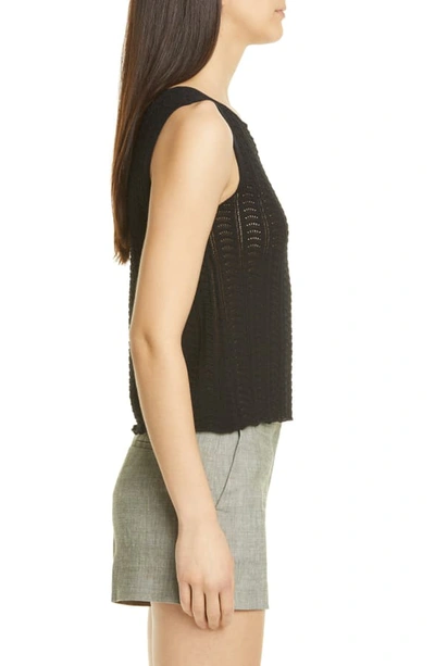 Shop Theory Crochet Sleeveless Cotton Blend Sweater In Black