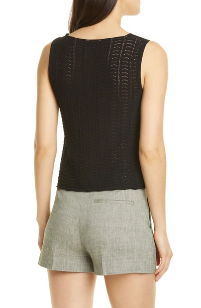 Shop Theory Crochet Sleeveless Cotton Blend Sweater In Black