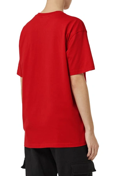 Shop Burberry Hustley Horseferry Print Cotton Tee In Bright Red