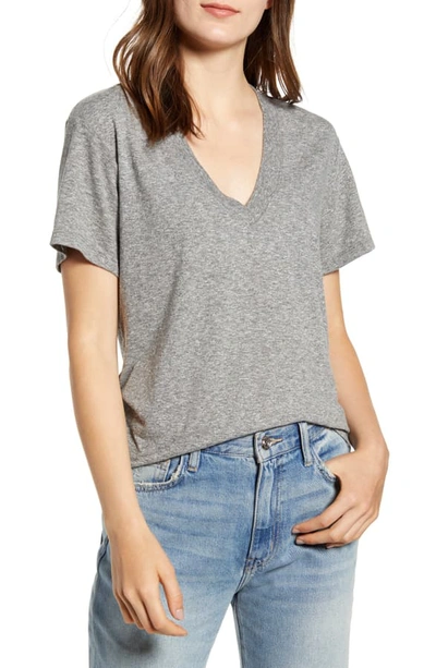 Shop Current Elliott The Perfect V-neck Tee In Heather Grey
