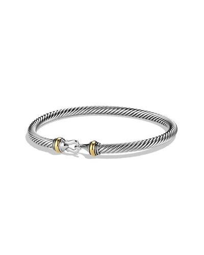 Shop David Yurman Cable Buckle Bracelet With 18k Gold In Silver, 4mm