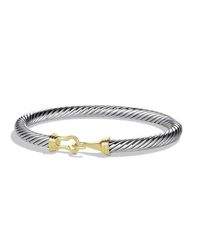 Shop David Yurman Cable Buckle Bracelet With 14k Gold In Silver, 5mm
