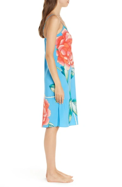 Shop Natori Nova Satin Nightgown In Mbb Blue/ Sunrise Pink