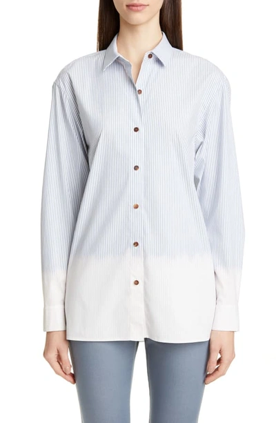 Shop Lafayette 148 Everson Stripe Shirt In Seaport Multi