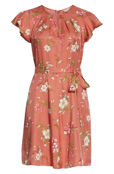 Shop Rebecca Taylor Lita Floral Print Silk Blend Dress In Sunset