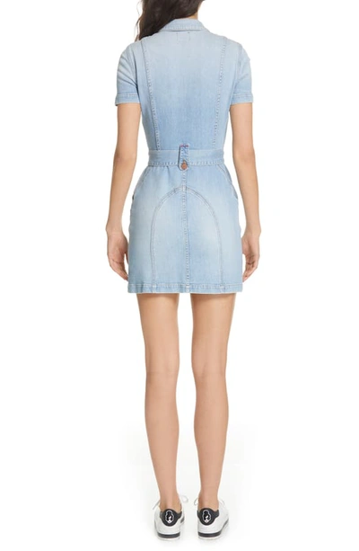 Shop Alice And Olivia Gorgeous Tie Front Denim Minidress In Tease Me Too