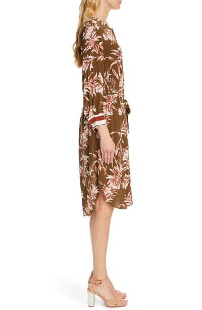 Shop Joie Jeanee Long Sleeve Tie Waist Dress In Fatigue