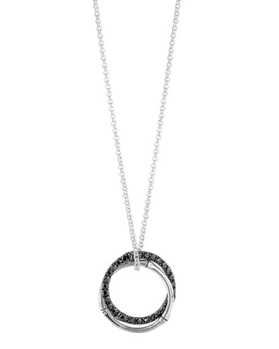 Shop John Hardy Bamboo Silver Interlinking Pendant Necklace W/ Black Sapphires