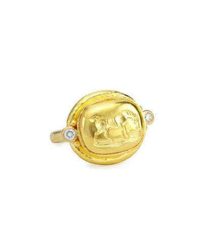 Shop Elizabeth Locke Grazing Horse 19k Gold & Diamond Ring Size 6.5