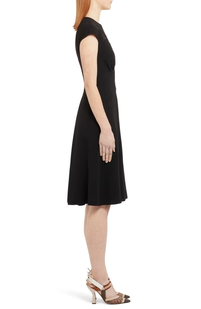 Shop Fendi Lace Inset A-line Dress In Black