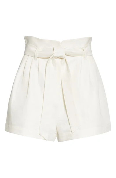 Shop Frame Belted Linen & Cotton Shorts In Suiting White