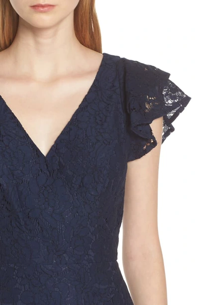 Shop Ali & Jay Ruffle Sleeve Wrap Lace Midi Dress In Navy