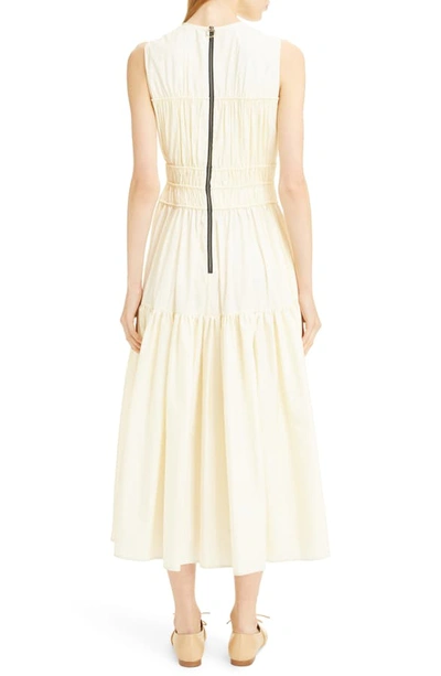 Shop Roksanda Ruched Poplin Midi Dress In Elderflower