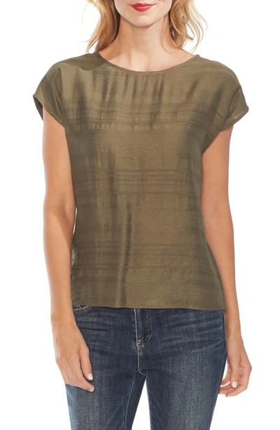 Shop Vince Camuto Jacquard Stripe Cap Sleeve Top In Green Oasis