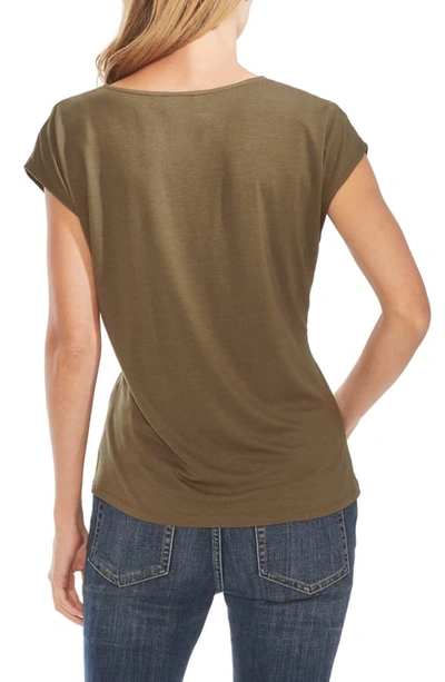 Shop Vince Camuto Jacquard Stripe Cap Sleeve Top In Green Oasis