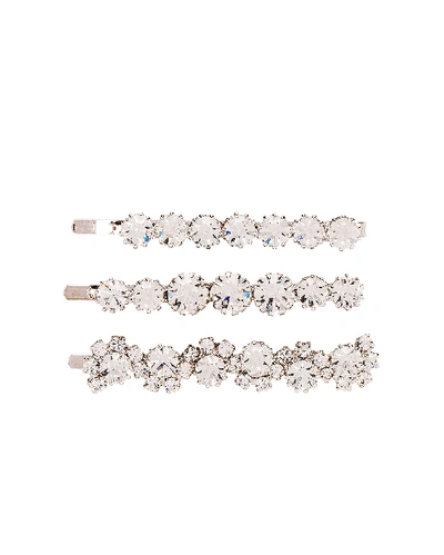 Shop Alessandra Rich Set Of 3 Hair Pins In Crystal