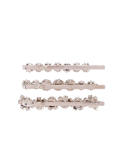 Shop Alessandra Rich Set Of 3 Hair Pins In Crystal