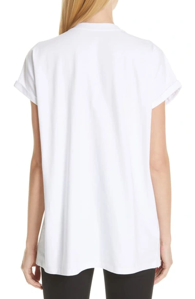 Shop Balmain Signature Logo Embellished Tee In Blanc/ Argent