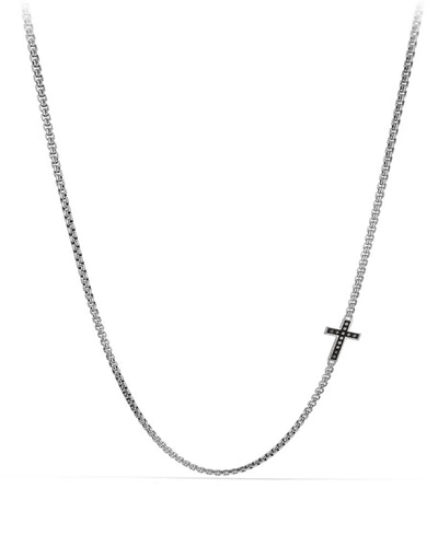 Shop David Yurman Men's Streamline Cross Necklace With Black Diamonds In Silver, 3.6mm