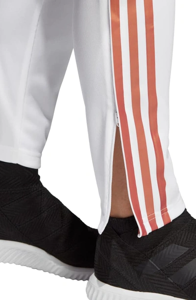 Shop Adidas Originals 3-stripes Slim Football Pants In White/ Nude Pearl Essence