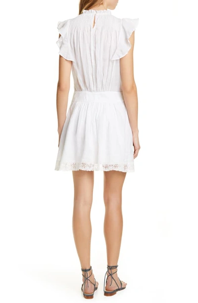 Shop Frame Ruffle Trim Pintucked Minidress In Blanc