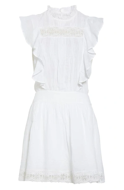 Shop Frame Ruffle Trim Pintucked Minidress In Blanc