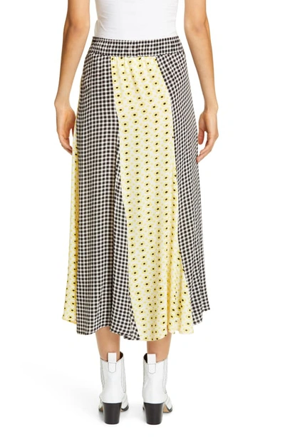 Shop Ganni Floral Print Crepe Midi Skirt In Block Colour