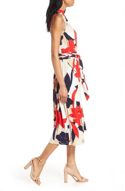 Shop Leota Mindy Shirred Midi Dress In Nautique Floral