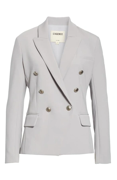 Shop L Agence Kenzie Double Breasted Blazer In Pearl Grey