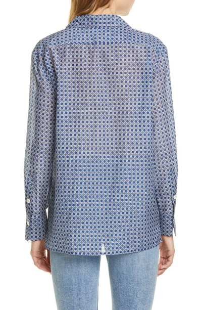 Shop Equipment Videlle Cane Pattern Cotton & Silk Shirt In True Blue Multi