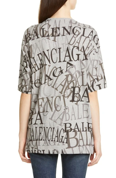 Shop Balenciaga Logo Print Oversize Tee In Heather Grey