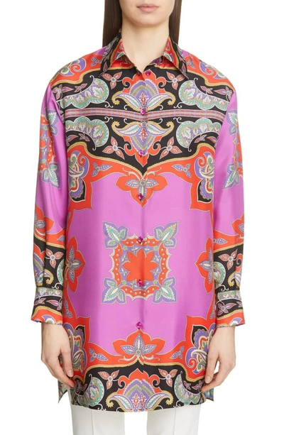 Shop Etro Paisley Print Silk Tunic In Red