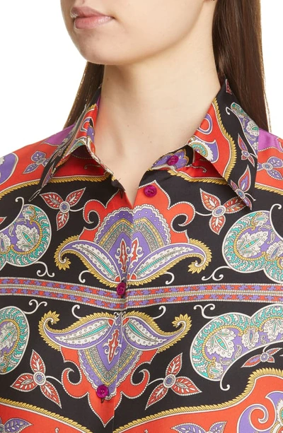 Shop Etro Paisley Print Silk Tunic In Red