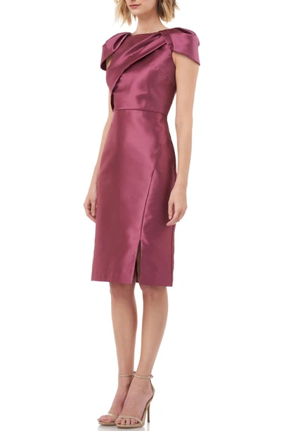 Shop Kay Unger Folded Bodice Mikado Satin Cocktail Dress In Mulberry