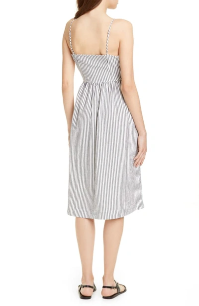 Shop Atm Anthony Thomas Melillo Cotton & Linen Sundress In Chalk/ Navy Stripe