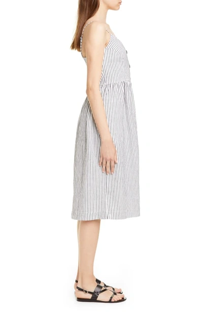 Shop Atm Anthony Thomas Melillo Cotton & Linen Sundress In Chalk/ Navy Stripe