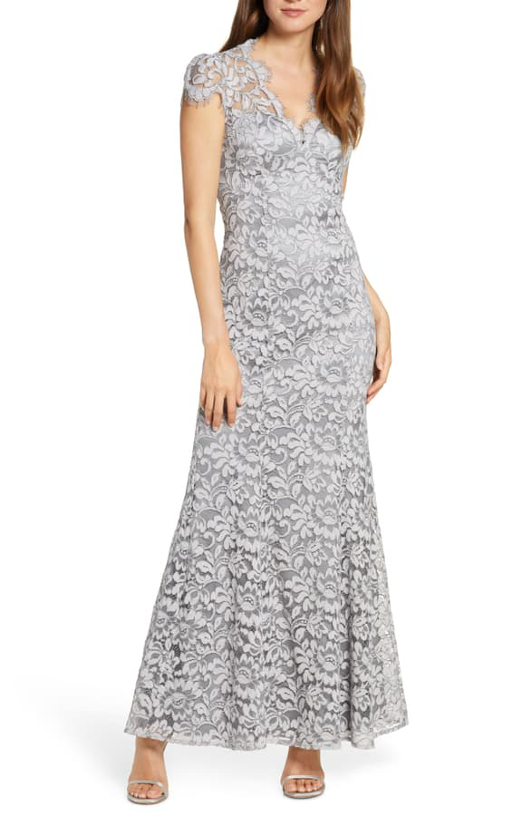 eliza j floral lace gown
