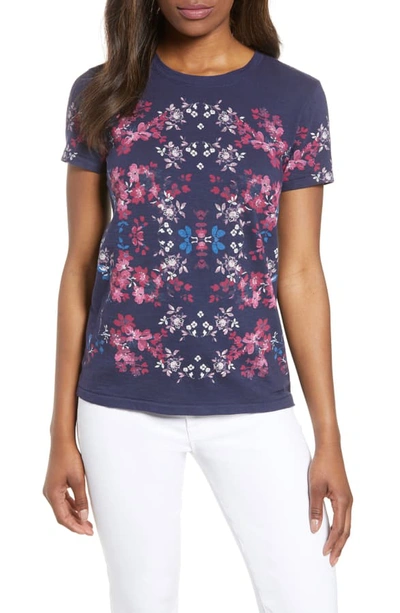 Shop Lucky Brand Multicolor Floral Print Tee In American Navy