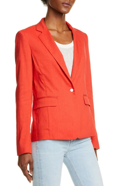 Shop Rag & Bone Lucy Linen Blend Blazer In Fire Red