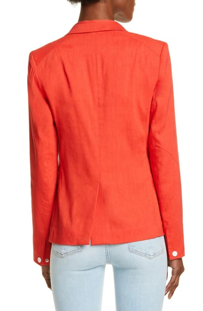 Shop Rag & Bone Lucy Linen Blend Blazer In Fire Red