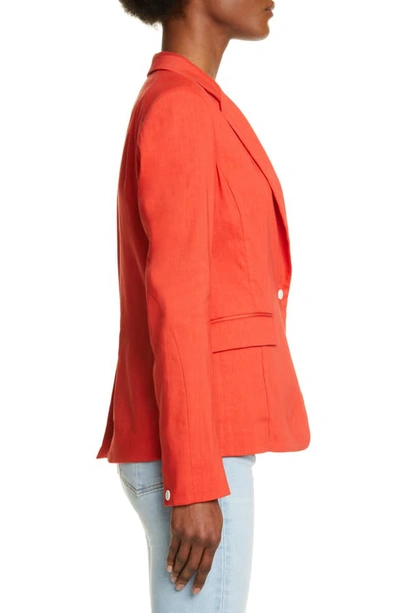 Shop Rag & Bone Lucy Linen Blend Blazer In Fire Red